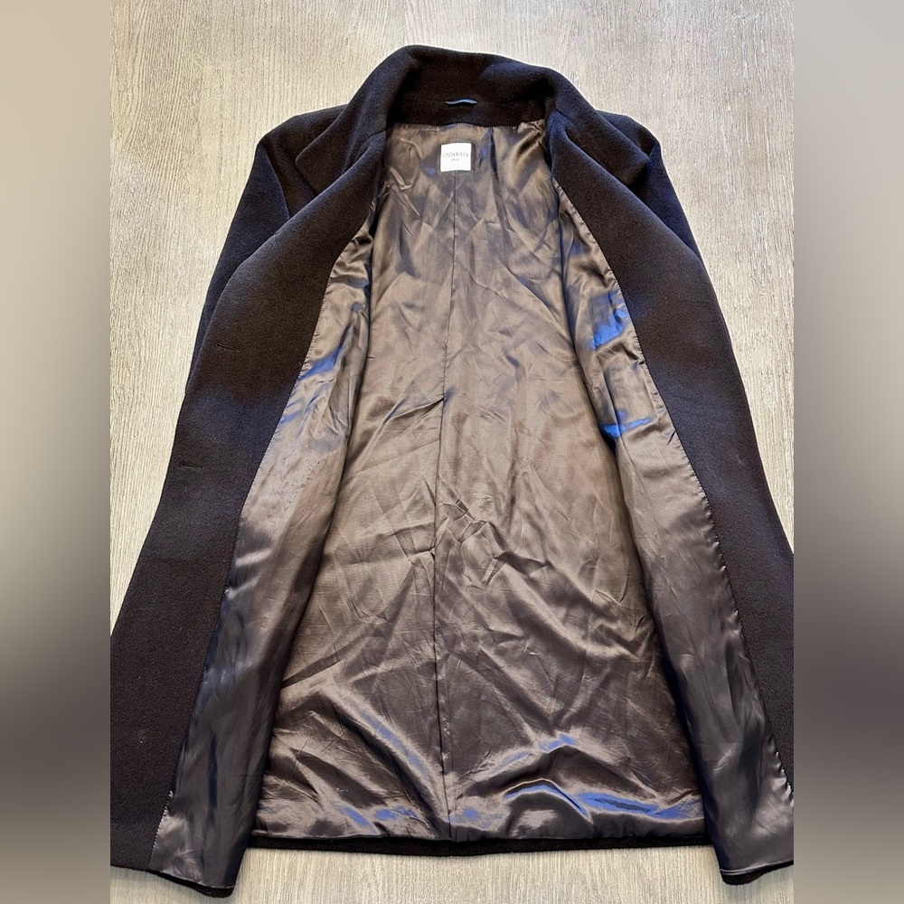 Cinzia Rocca Due Wool Angora Coat Brown Italian Designer A-Line Coat Size 12 - Picture 7 of 11